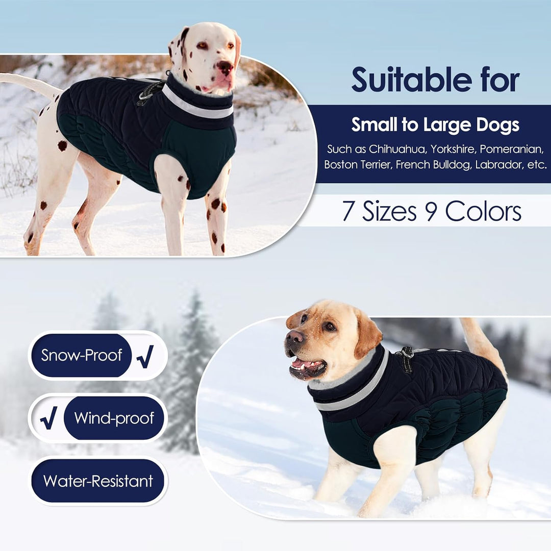AOFITEE Hundejacke Kleine Hunde, Wasserdicht Hunde Wintermantel Warm Hundemantel mit Geschirr, Rollk
