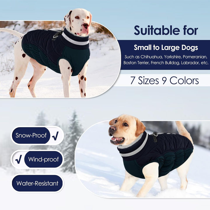 AOFITEE Hundejacke Kleine Hunde, Wasserdicht Hunde Wintermantel Warm Hundemantel mit Geschirr, Rollk