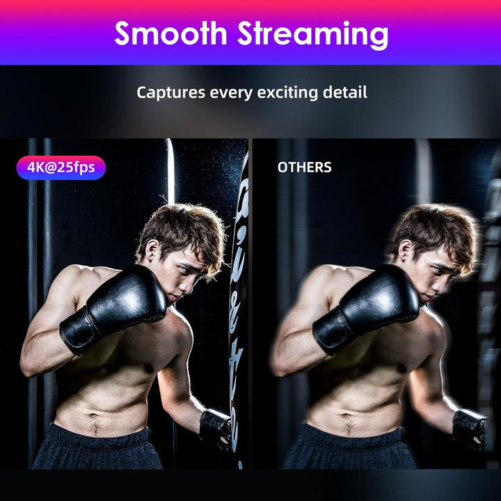 V20 UHD 4K Webcam mit Mikrofon und Lautsprecher, 4K/25FPS, 1080P/30FPS, AI Autofokus, Fernbedienung,