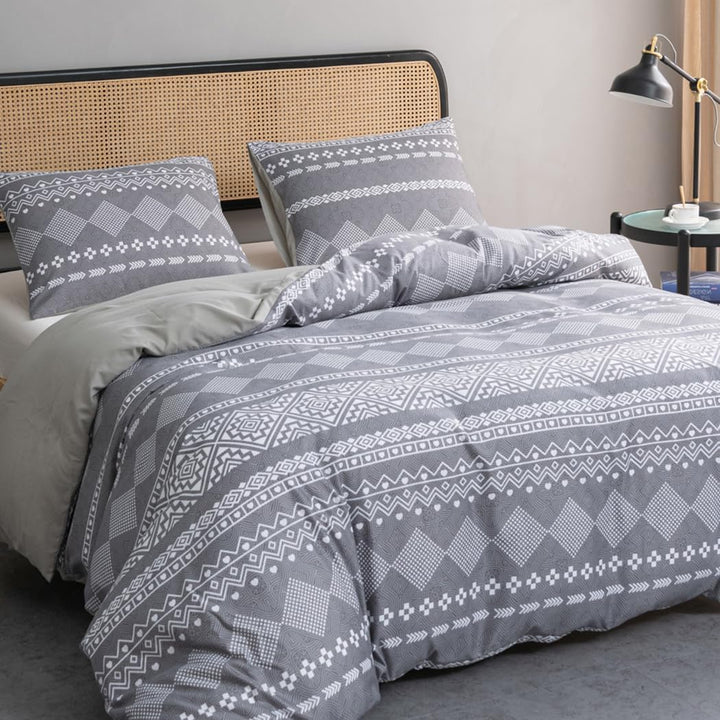 Lekesky Bohemian Bettwäsche 200x200 cm 3 Teilig - Bettbezug mit Reissverschluss und 2 Kissenbezug 80