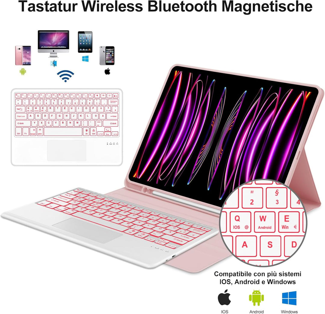 IVEOPPE Tastatur für iPad Pro 12,9, Hülle mit Tastatur für iPad Pro 6. Generation, Bluetooth QWERTZ