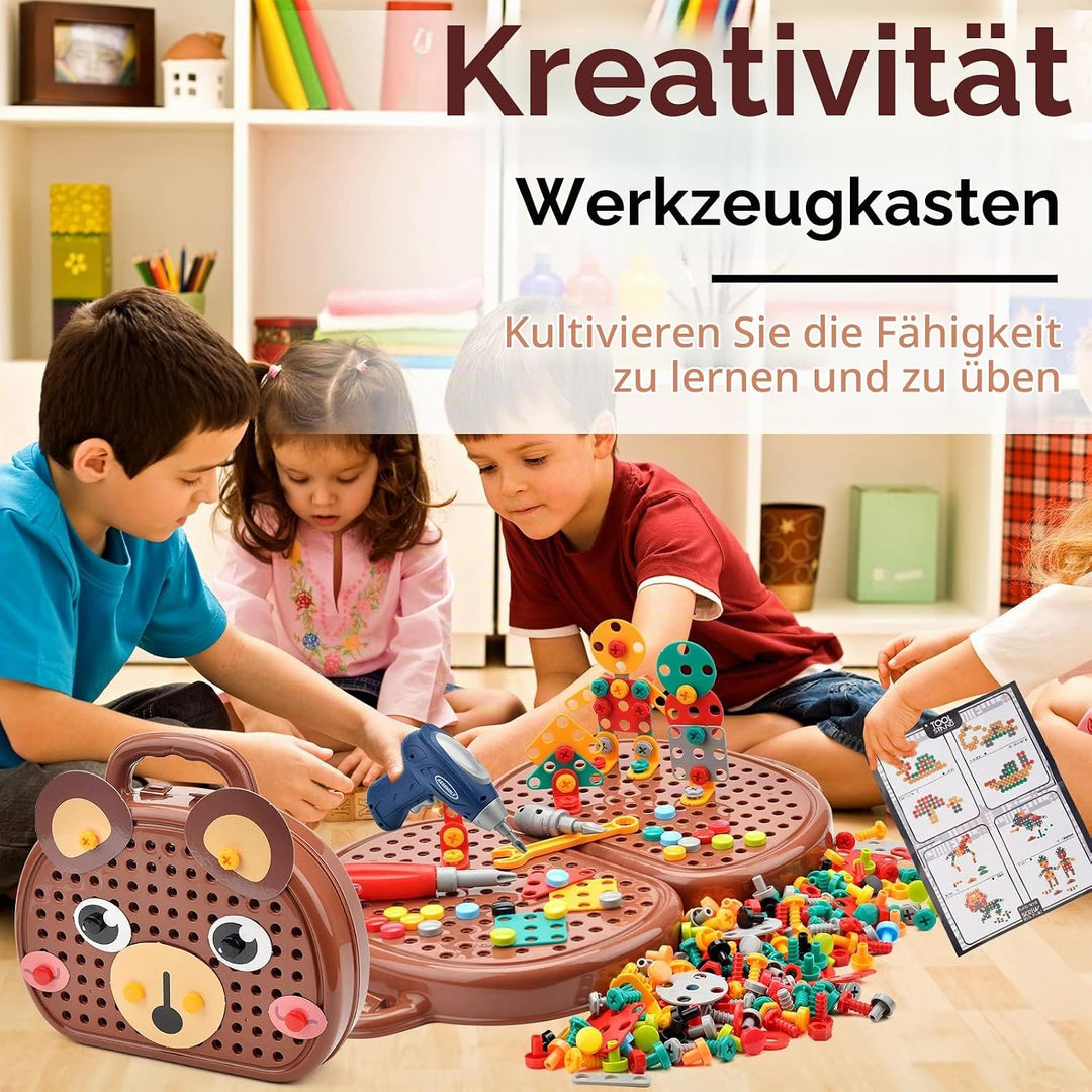 xinrongda Steckspiel Spielzeug ab 3 Jahre mit Bohrmaschine Pädagogisch Kreativ Spielzeug mit Drillen