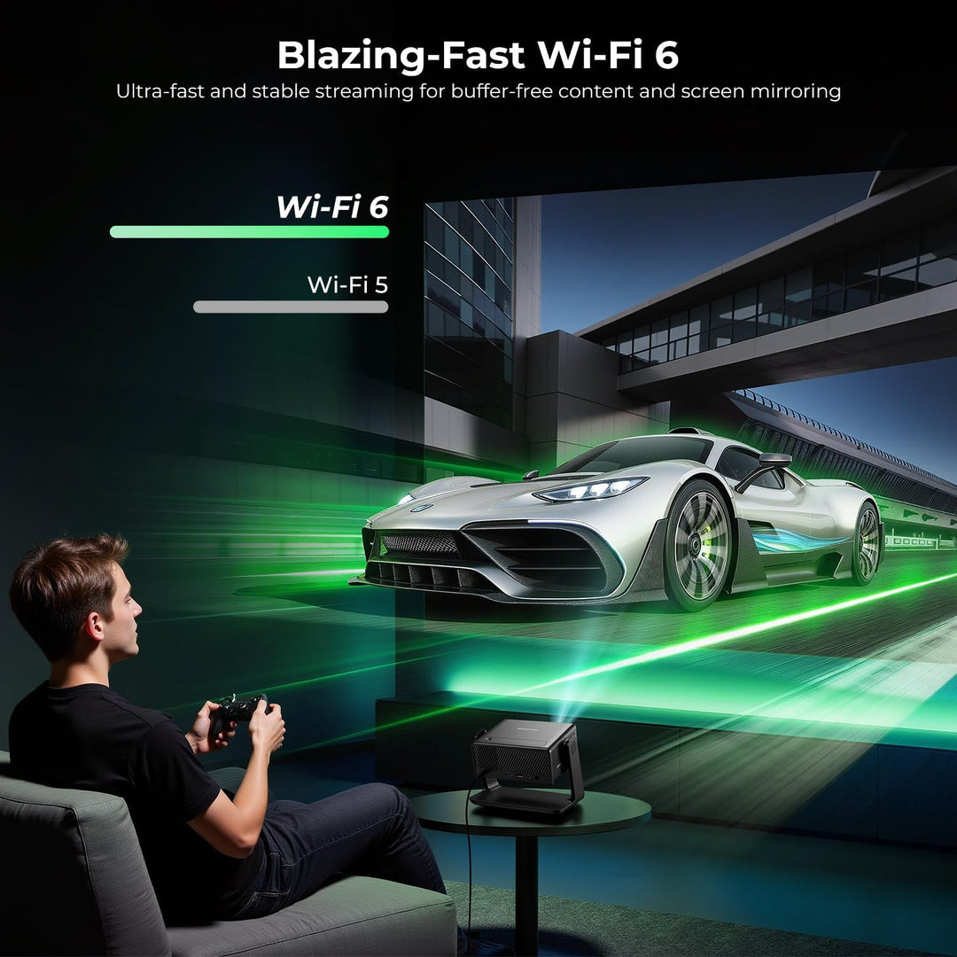 Beamer Kompatibel mit Netflix 28000 Lumen, Smart Beamer 4K unterstützt Native 1080P, WLAN 6 und Blue