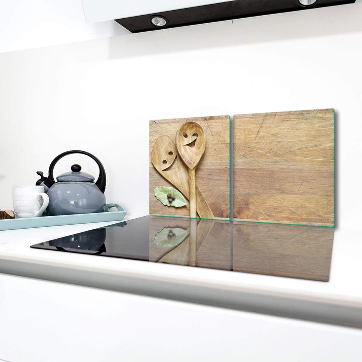 TMK | Herdabdeckplatten Set 2x40x52 cm Ceranfeld Abdeckung Glas Spritzschutz Abdeckplatte Glasplatte