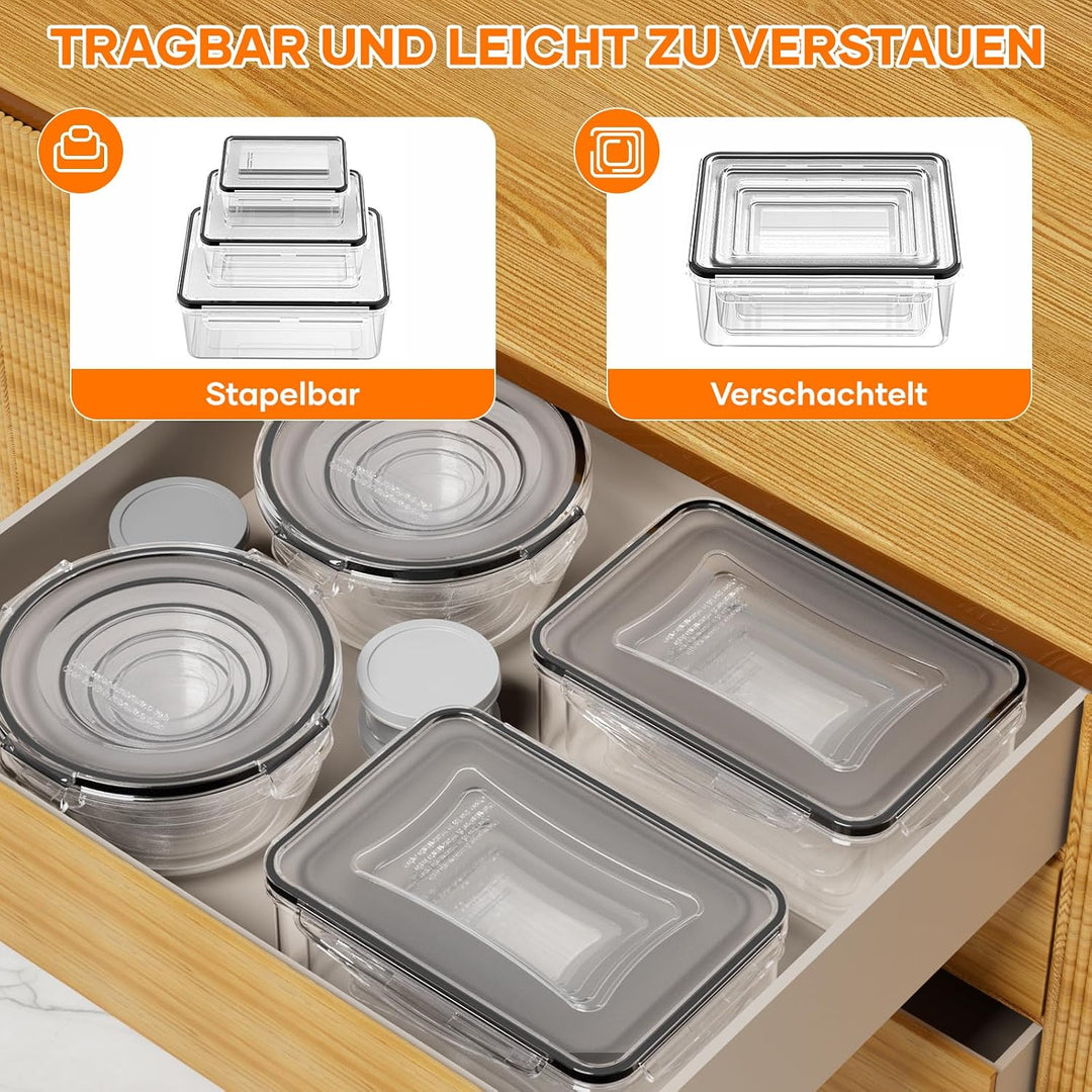Wwtop 52er Frischhaltedosen mit Deckel, Vorratsdosen Set (26 Behälter + 26 Deckel), Meal Prep Boxen,
