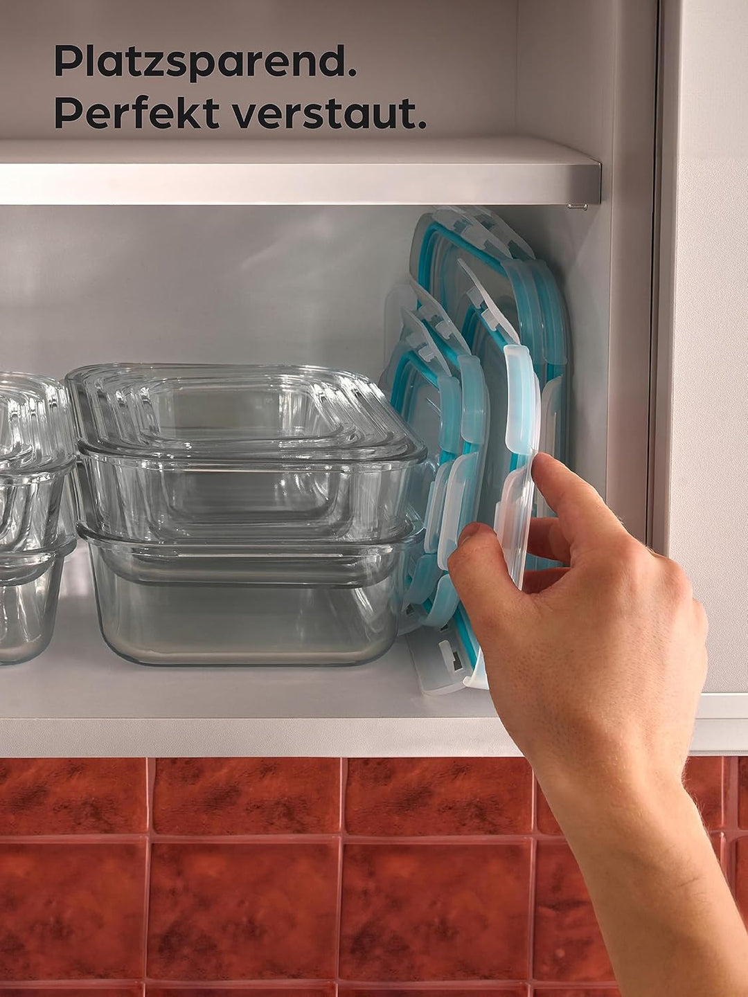 Praknu Glasbehälter mit Deckel 1000ml - 4er Set Frischhaltedosen - Stapelbar & Luftdicht - BPA-frei