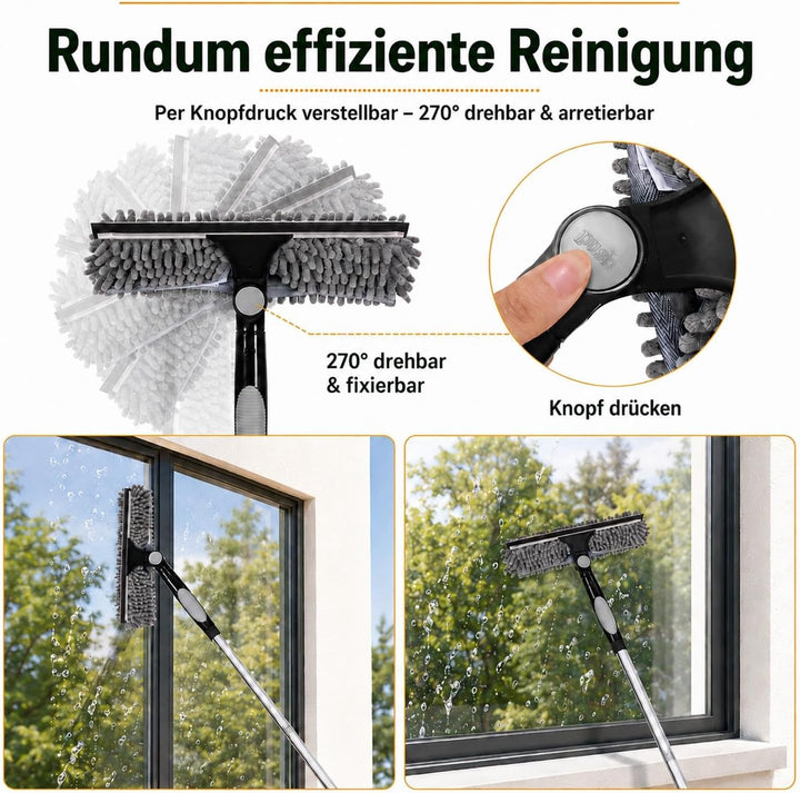 Staubwedel Teleskop 4.2 m, 3-in-1 Reinigungsset mit lang ausziehbarer Teleskopstange, Waschbarem Sta
