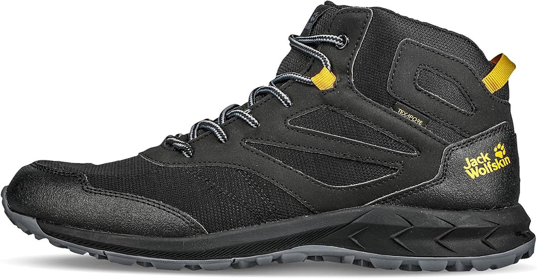 Jack Wolfskin Woodland Texapore Mid K Outdoorschuhe 32 EU Black Burly Yellow Xt, 32 EU Black Burly Y