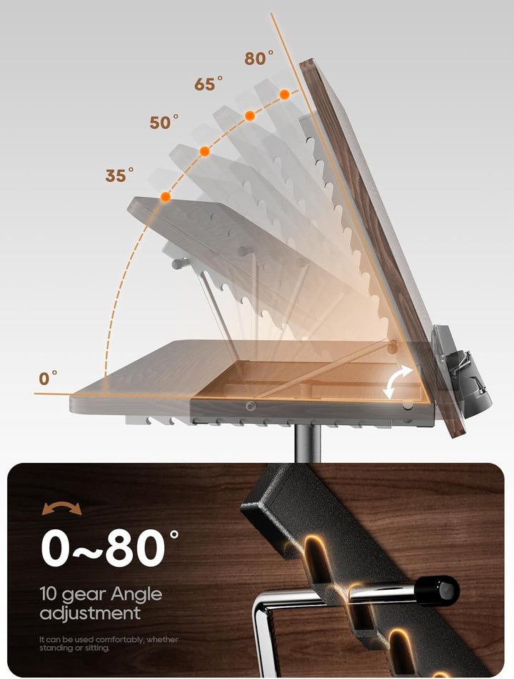 2 in 1 Verstellbarer Buchständer - Dual-Use Boden- und Schreibtisch-Buchhalter, Höhenverstellbar 60