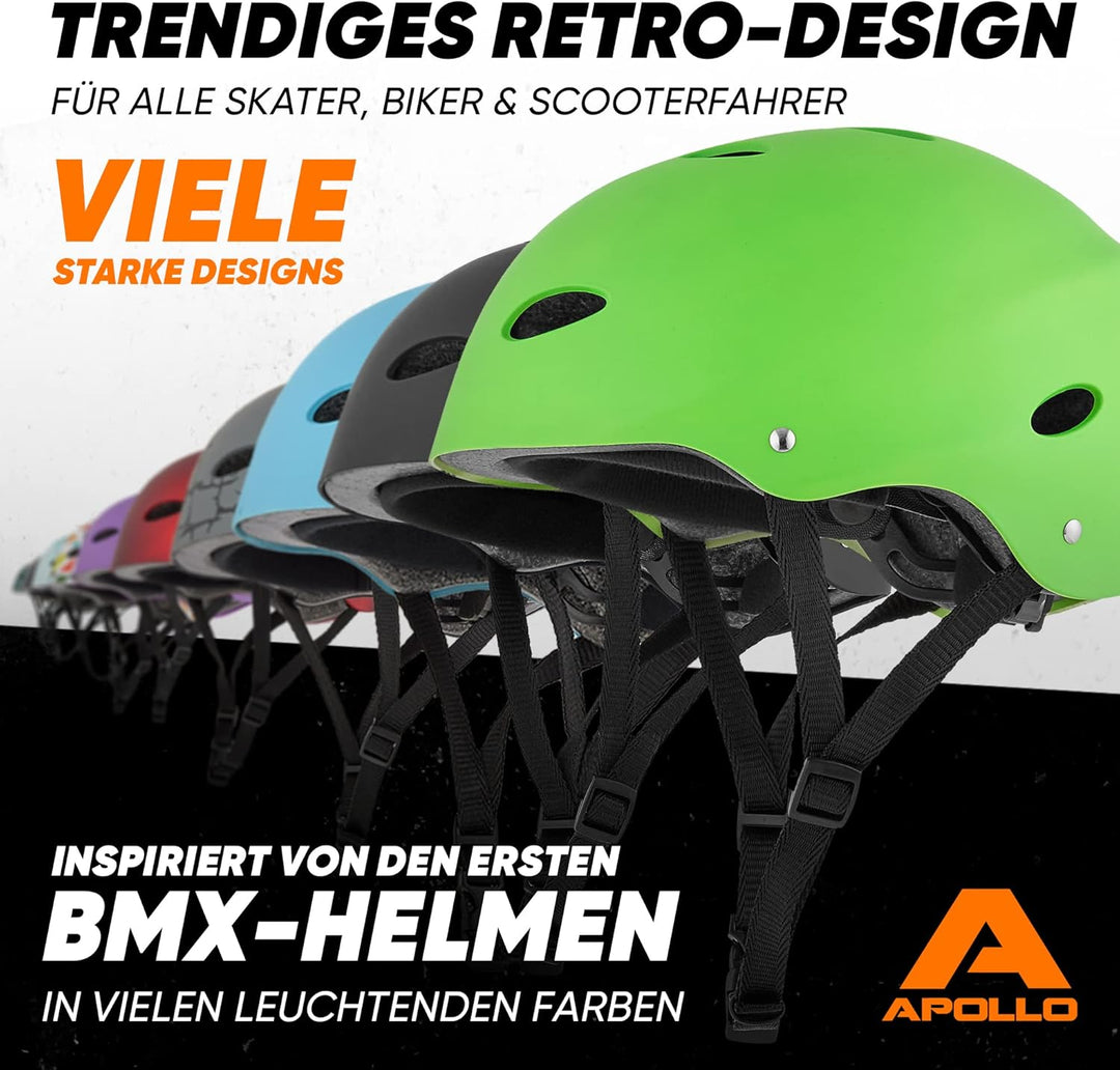 Apollo Skate-Helm/Kinder-Helm - Verstellbarer Skateboard, Scooter, BMX-Helm, mit Drehrad-Anpassung g