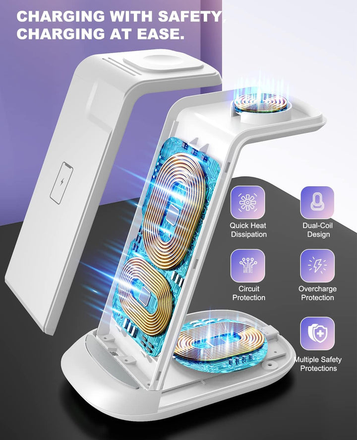 3 in 1 Ladestation iWatch und iPhone, Wireless Charger mit 18W Fast-Charging für iPhone 14/13/12/11