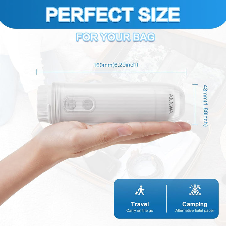 Tragbares Bidet, für Reisen, IPX6, wasserdicht, Düse verstellbar um 180 °, 2 Druckmodi, ergonomisch,