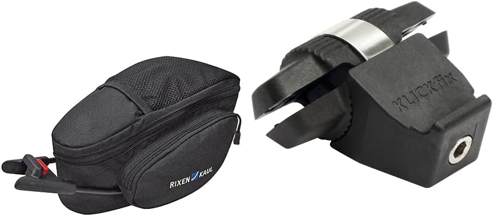 KLICKFix Unisex-Adult Contour Magnum SA Satteltasche, Schwarz, One Size Bundle mit Satteladapter, Bu