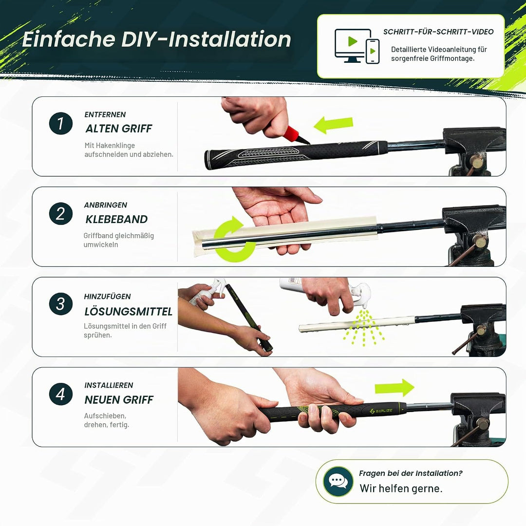SAPLIZE Golfgriffe 13er-Set mit komplettem Regripping-Kit, Standard/Mittelklasse, Weiss/Grün/Rot/Bla