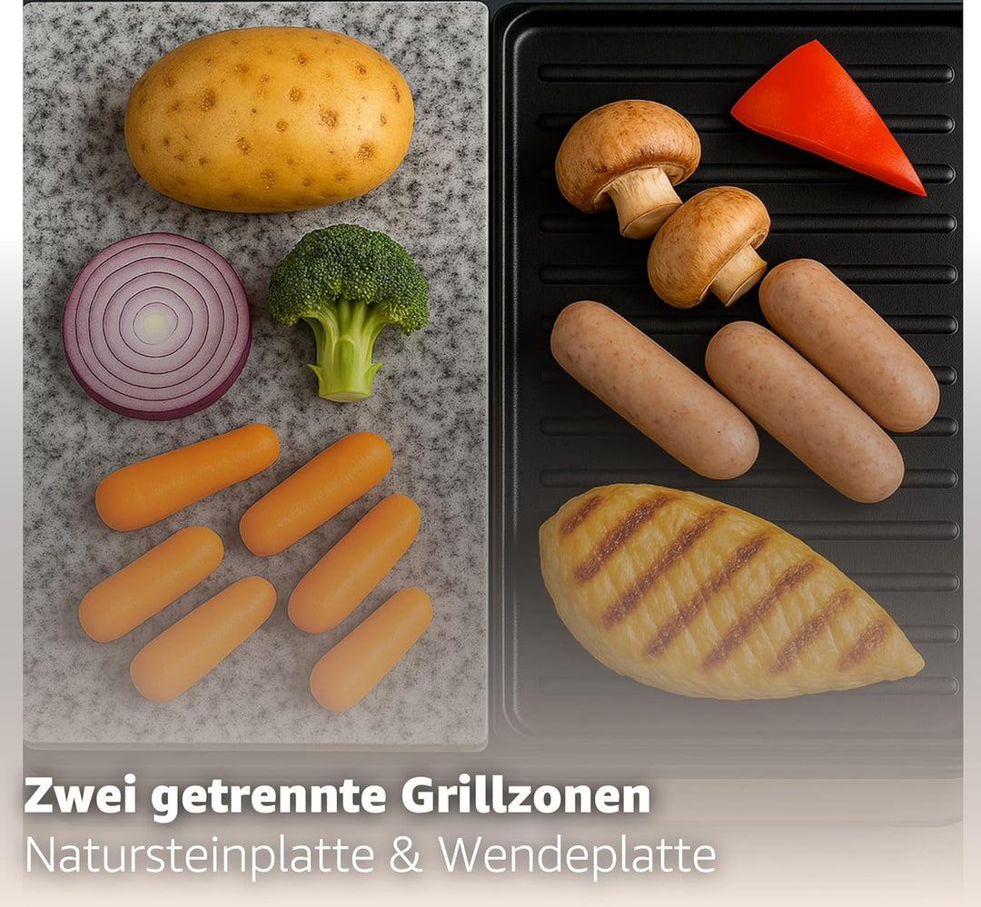 Raclette Set für 8x Personen - antihaftbeschichtet- Tischgrill inkl. Pfännchen & Schaber (Eckig), Ec