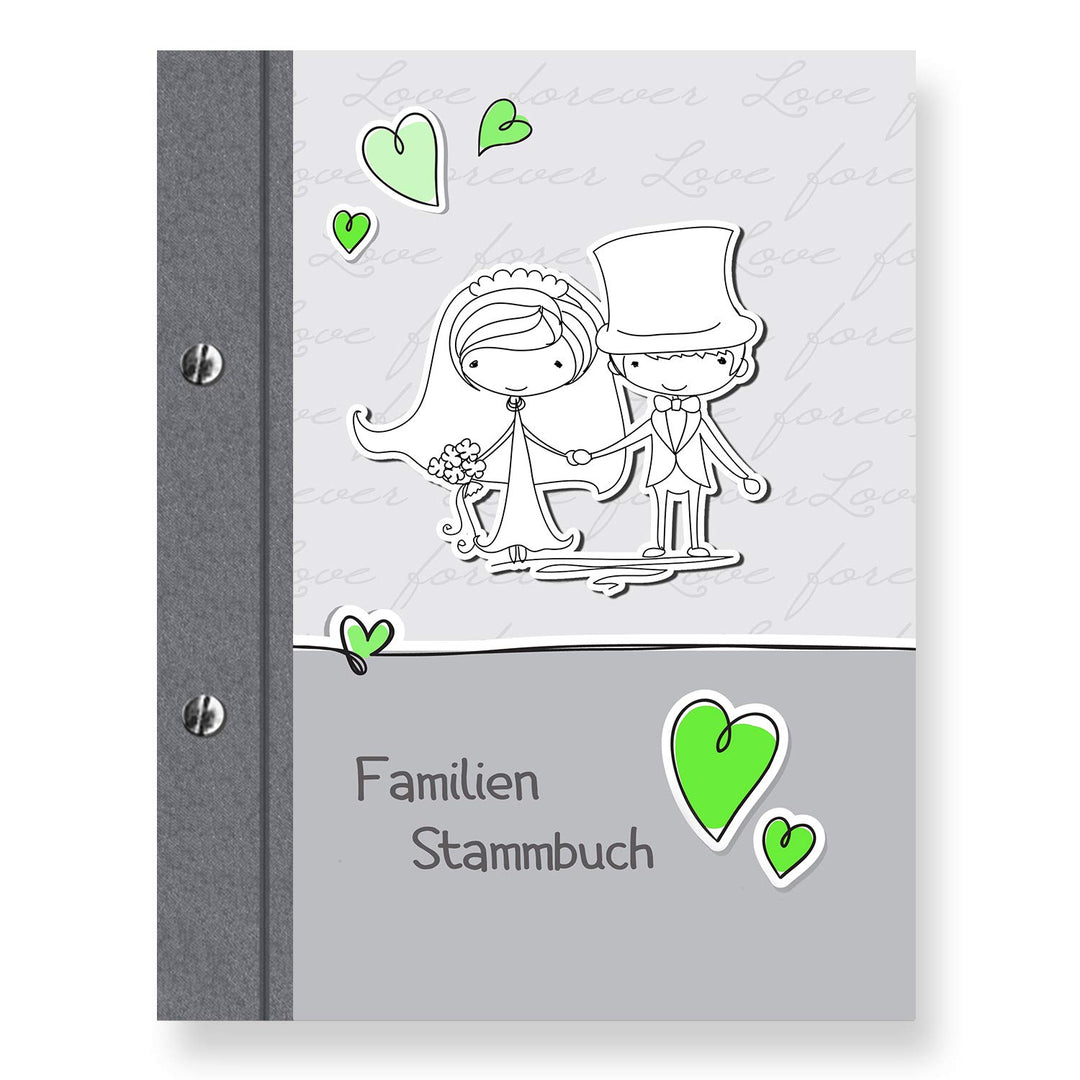 Stammbuchshop stb_Comical a5 Familienstammbuch, Grün, Grau, 23 x 18 x 1,7 cm