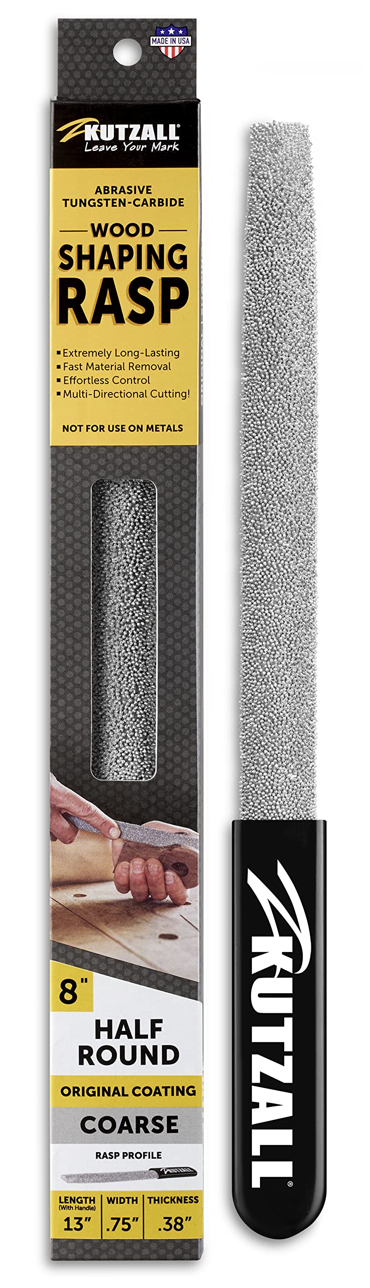Kutzall Original 8 "Halb-Runde Hand Raspel - Grob, Für Holzbearbeitung Und -Formung, W/Ergonomischer