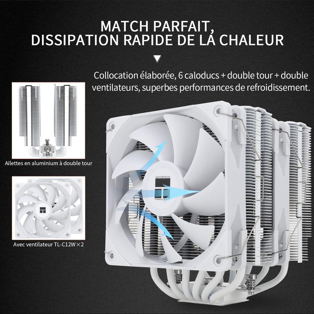 Thermalright Peerless Assassin 120 White CPU-Luftkühler, 6 Heatpipes, zwei 120mm C12W PWM Lüfter, Al