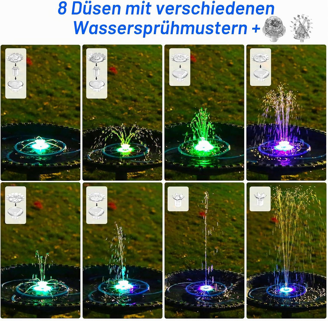 AISITIN LED Solar Springbrunnen für Aussen mit 3000mAh, 3,5W Solar Schwimmender Fontäne Pumpe mit Ve