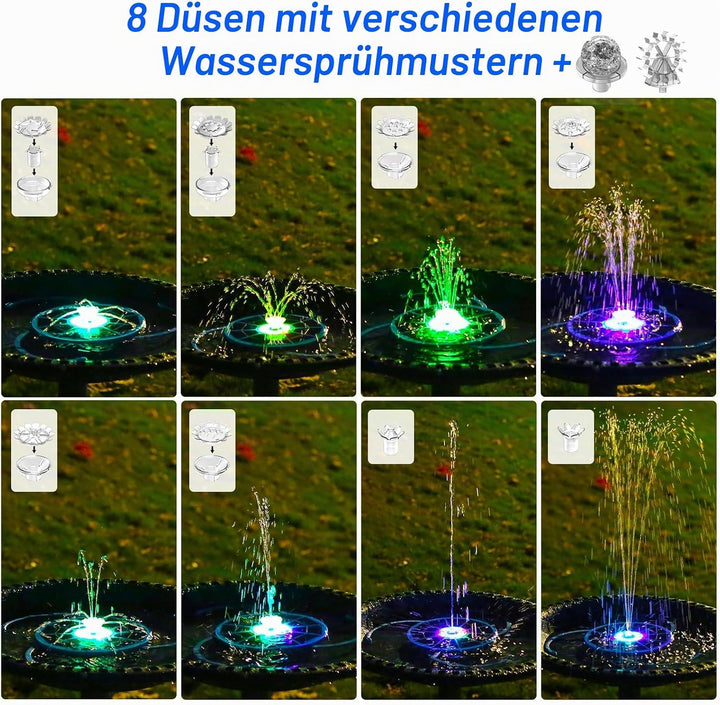 AISITIN LED Solar Springbrunnen für Aussen mit 3000mAh, 3,5W Solar Schwimmender Fontäne Pumpe mit Ve