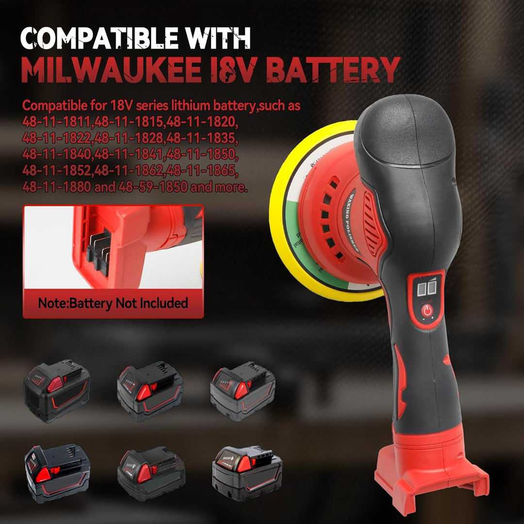 Kabelloser Auto Poliermaschine für Milwaukee, bürstenloses 6-Zoll-Auto Politur-Set, 8 variable Gesch