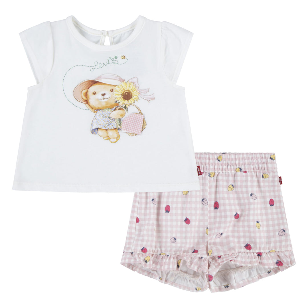 Levi's Baby-Mädchen Tee and Short Set Sgss241 Abgestimmte Outfits 9 Monate SUGAR SWIZZLE, 9 Monate S