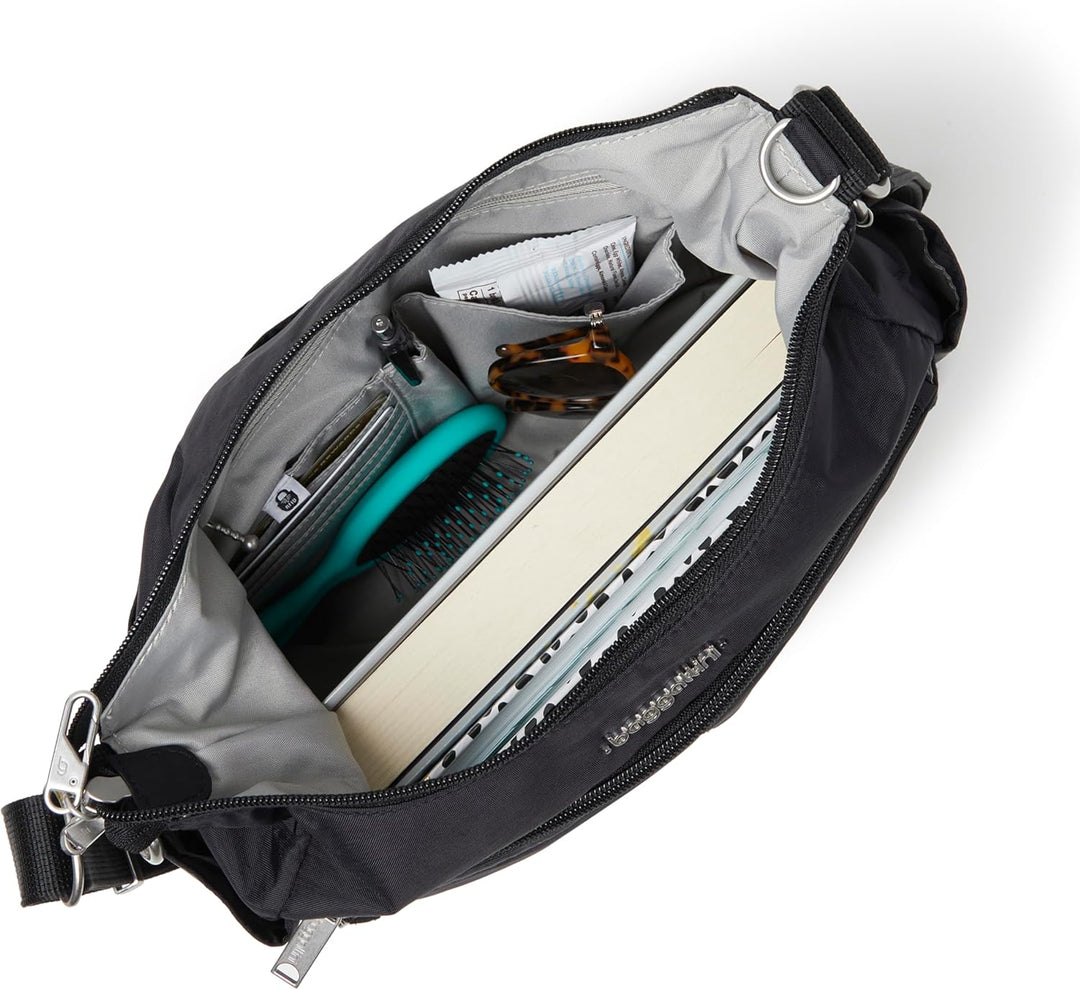 Baggallini Damen Securtex Anti-diebstahl-umhängetasche Crossbody Anthrazit, Anthrazit
