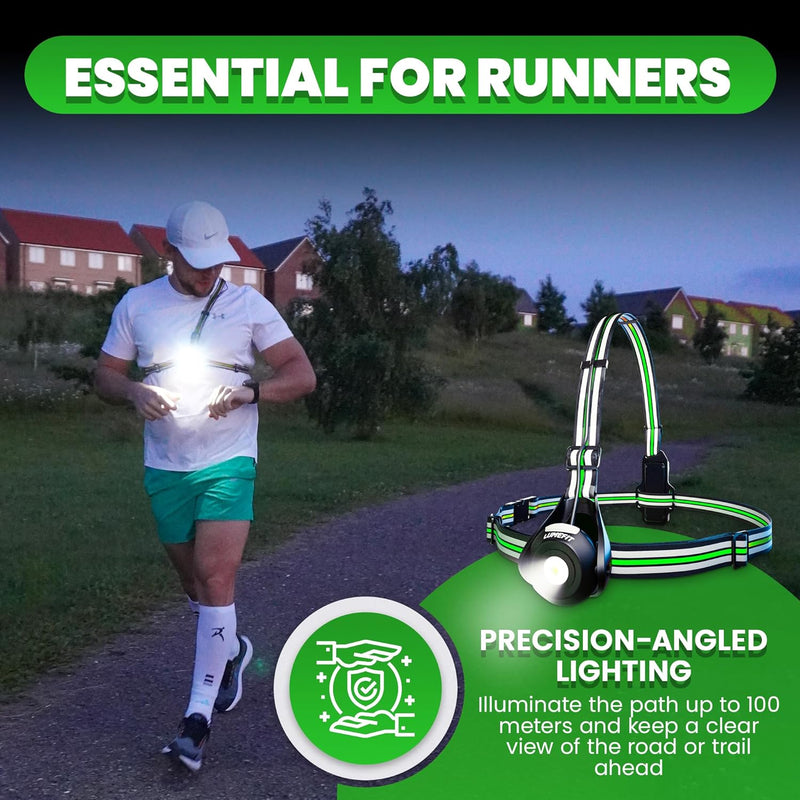 LUMEFIT Lauflicht mit Reflektoren, ideal zum Joggen und Laufen, mit 500 Lumen FrontTaschenlampe, 90°