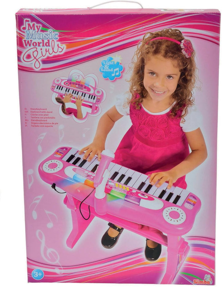 Simba 106830690 - My Music World Girls Standkeyboard, 31 Tasten, Licht und Sound, 55cm, ab 3 Jahre S