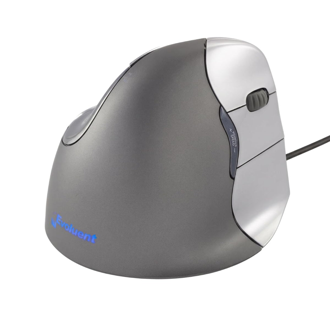 Evoluent VM4R Vertical Mouse 4 Maus für Rechtshänder, Schwarz, Grau Single, Single