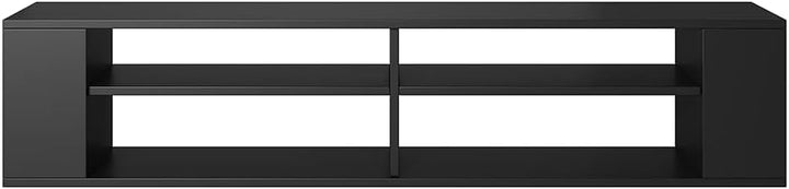 Selsey Weri - TV-Board hängend mit 4 offenen Fächern, minimalistisch, 140 cm breit (Schwarz), Schwar