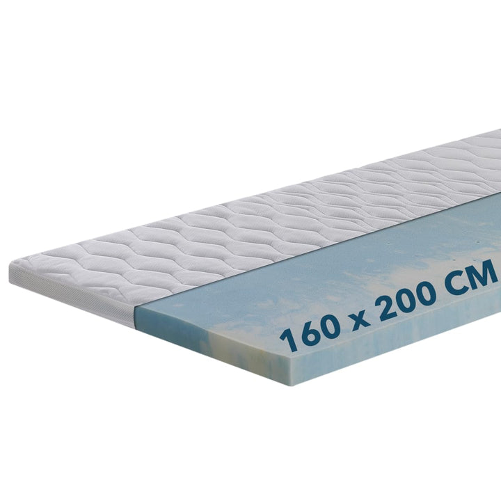 Ortho-Relax Gel Topper 160x200cm, Matratzentopper weich, waschbarer Bezug mit Zonenversteppung, Matr