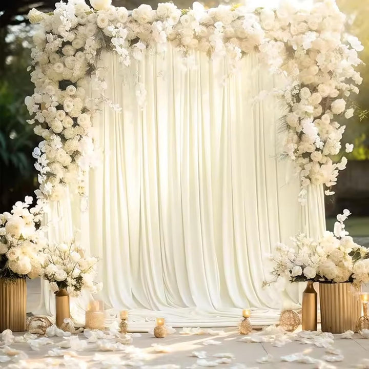 3×3 m Elfenbein Hochzeit Hintergrund Vorhang, 2 Platten 1,5×3 m Faltenfreie seidige Glatte Polyester