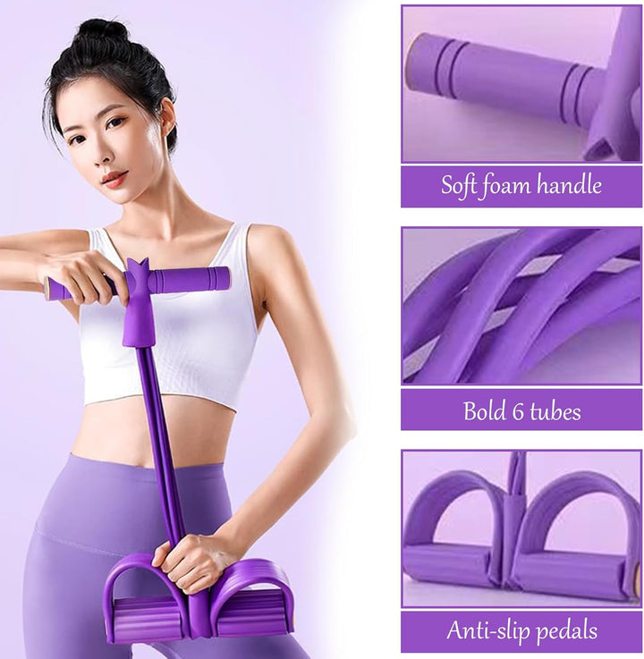 Bauchtrainer Sit-Up Trainingsgeräte Bodybuilding Ganzkörpertrainer 6 Tubes Elastische Zugseil Expand