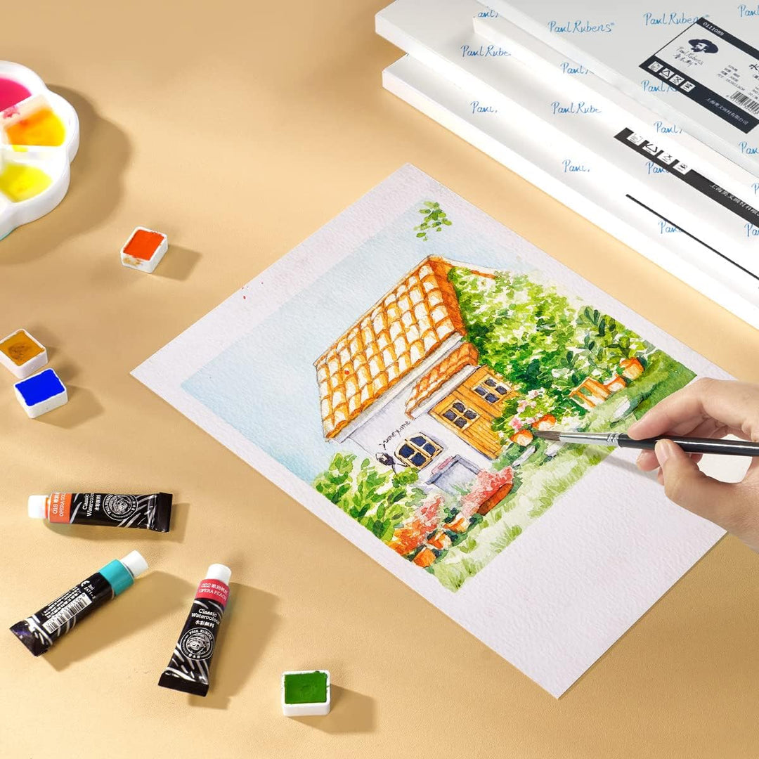 Paul Ruben Aquarellpapier 60 Blatt, 50% Baumwolle, 300 g/m², säurefrei, lose, weiss, kaltgepresst, f
