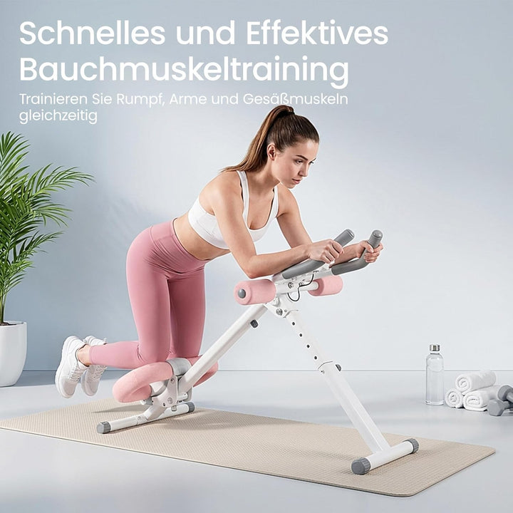 Ab Trainer Abdominal Muscle Machine Adjustable for Home Gym, Foldable And Space-Saving, Quiet Wheels