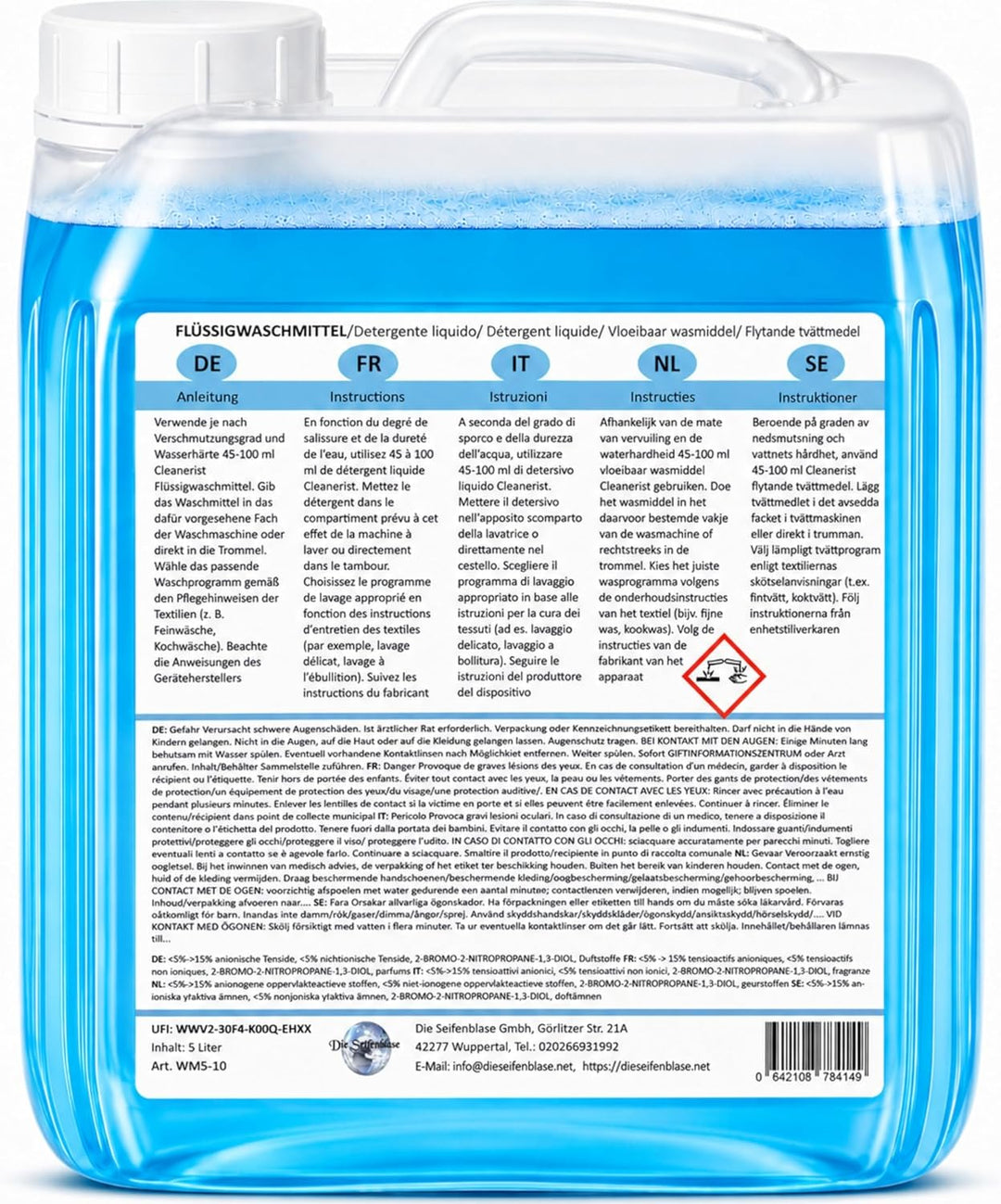 Cleanerist | 5L Universal Flüssigwaschmittel Vollwaschmittel – XXL Grosspackung – für Weiss- Bunt- S