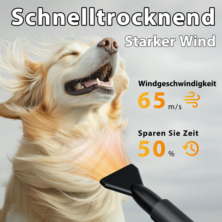 Hundefön Blower Sehr Leise 3000W Einstellbare Geschwindigkeit, Hundepflege-Trockner-Gebläse mit 4 ve