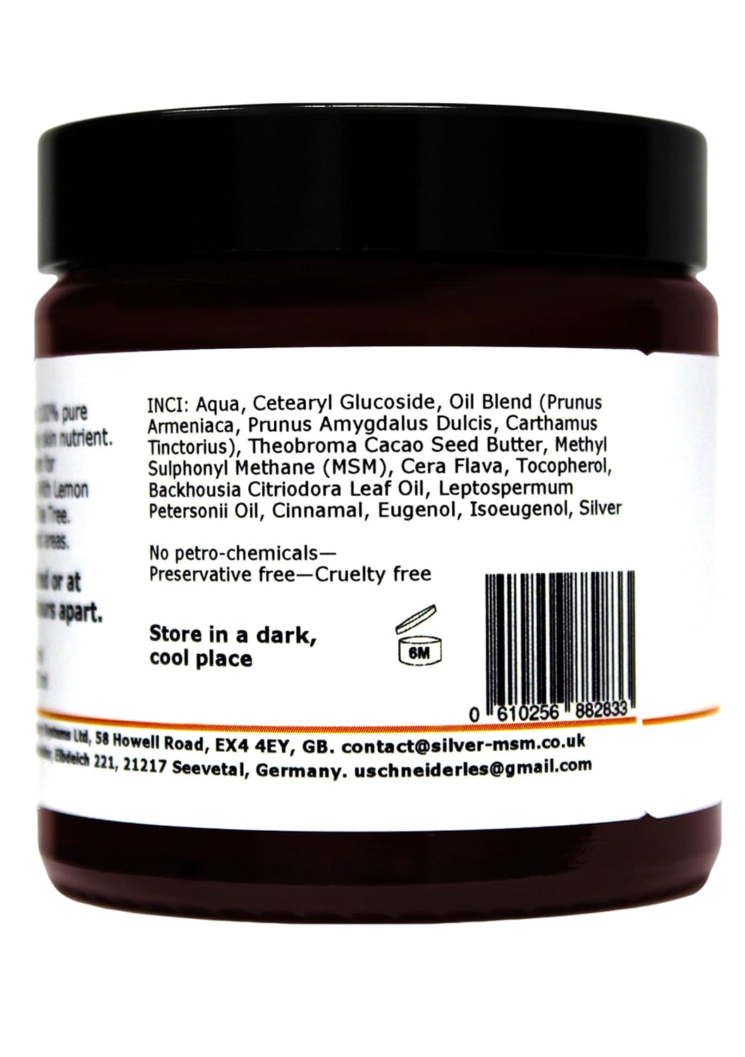 Silber-MSM Crème mit Zitronenmyrte und Zitronen Teebaum essentiellen Ölen - 120 ml