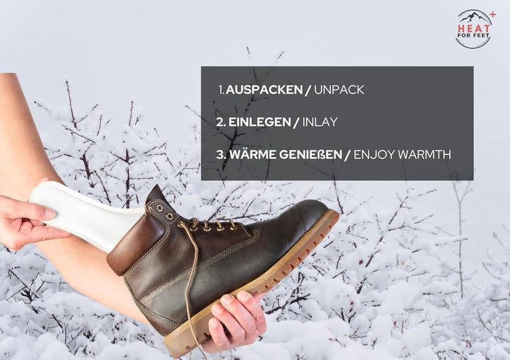 HEAT FOR FEET - Wärmesohlen für Schuhe - 30 Paar - Sofort wärmende & Bequeme Einlegesohlen, bis zu 1
