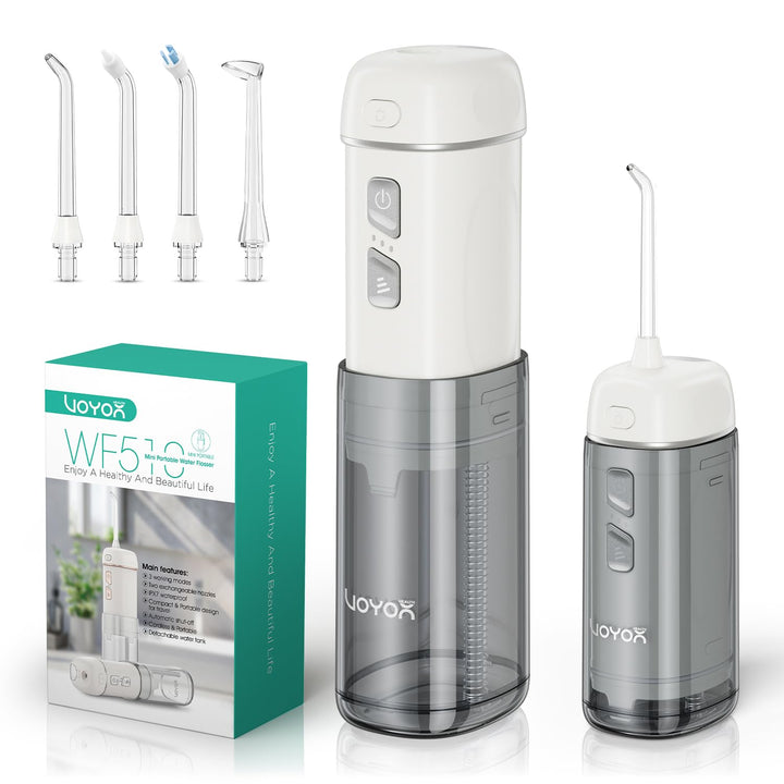 VOYOR-HEALTH Mini Tragbar Munddusche Kabellos, Elektrisch Mundduschen IPX7 Wasserdicht, Wiederauflad