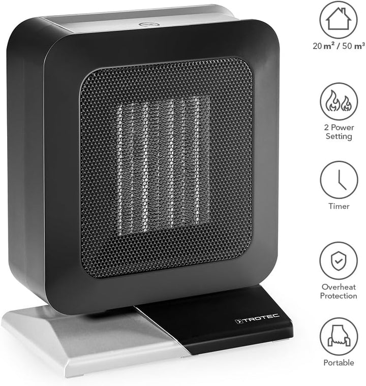 TROTEC Keramik Heizlüfter TFC 13 E – Heizleistung 700 W / 1400 W – Elektroheizung mit Thermostat, Ra