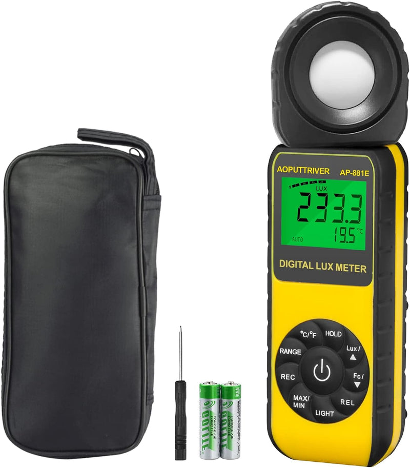 AOPUTTRIVER AP-881E Belichtungsmesser, Digitale Luxmeter, Lichtmessung Photometer 300,000 Lux mit Da