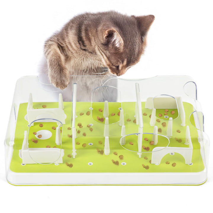 ALL FOR PAWS Cat Puzzle Feeder – Langsamer Futterautomat, Interaktives Denkspielzeug Gegen Langeweil