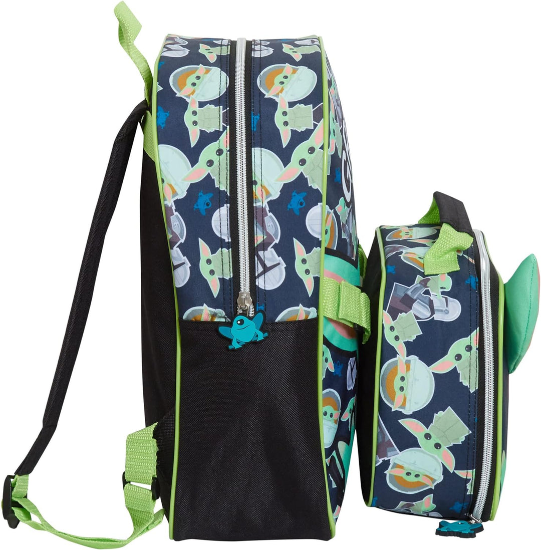 Rucksack mit Lunchtasche für Kinder, Motiv: Mandalorianer, Grogu Baby Yoda, passendes Schultaschen-S