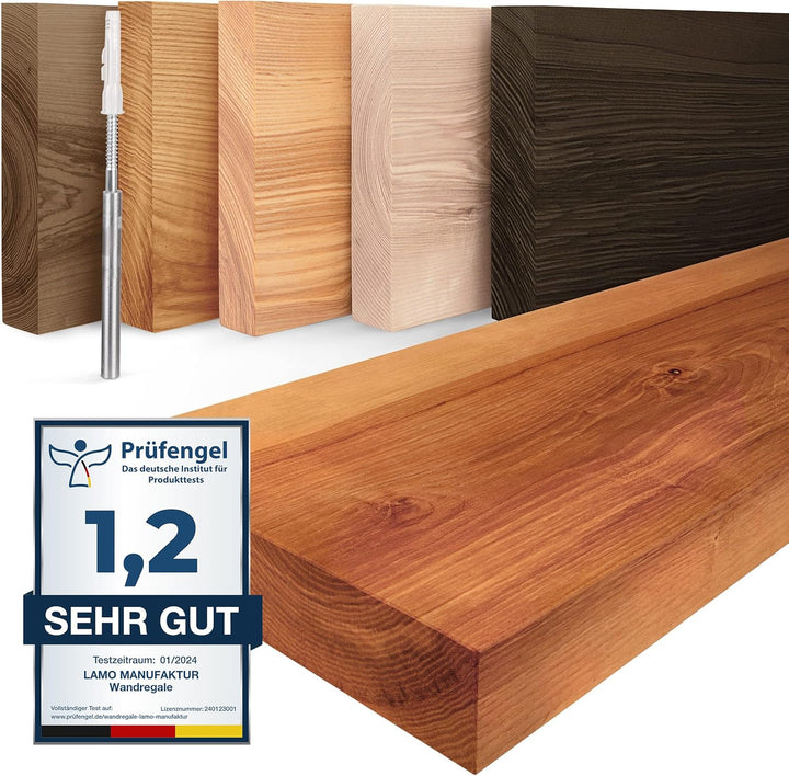 LAMO Manufaktur Wandregal Holz Gerade | Regal Farbe: Dunkel | Invisible: Schweberegal | 60 cm Invisi