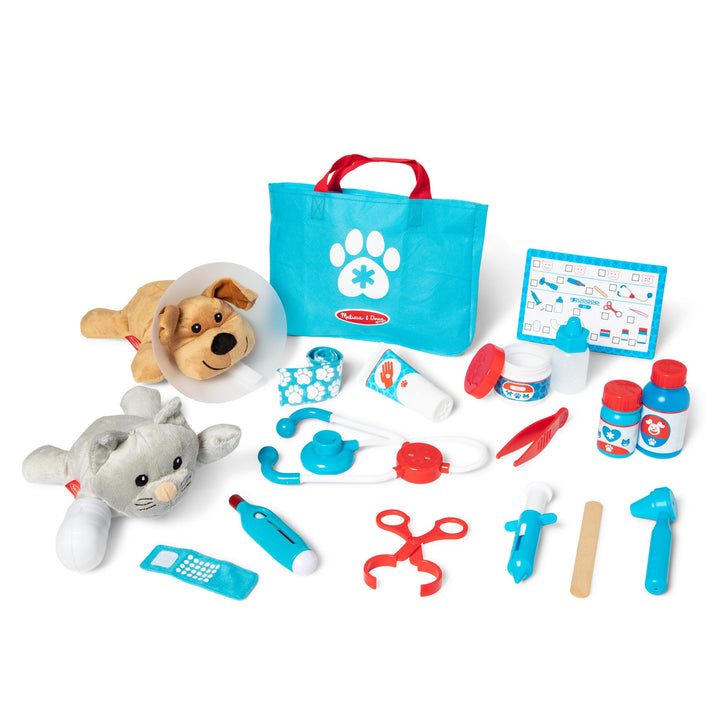 Melissa and Doug Tierarzt Spielzeug Kinder | Pet Doctor Tierarzt Spielset | Kuscheltier Zubehör | Ro