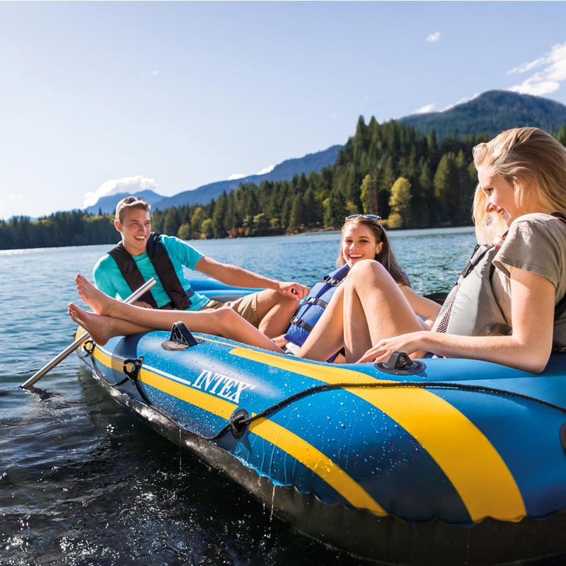 Intex Challenger 3 Set Schlauchboot - 295 x 137 x 43 cm - 3-teilig - Blau / Gelb Single, Single