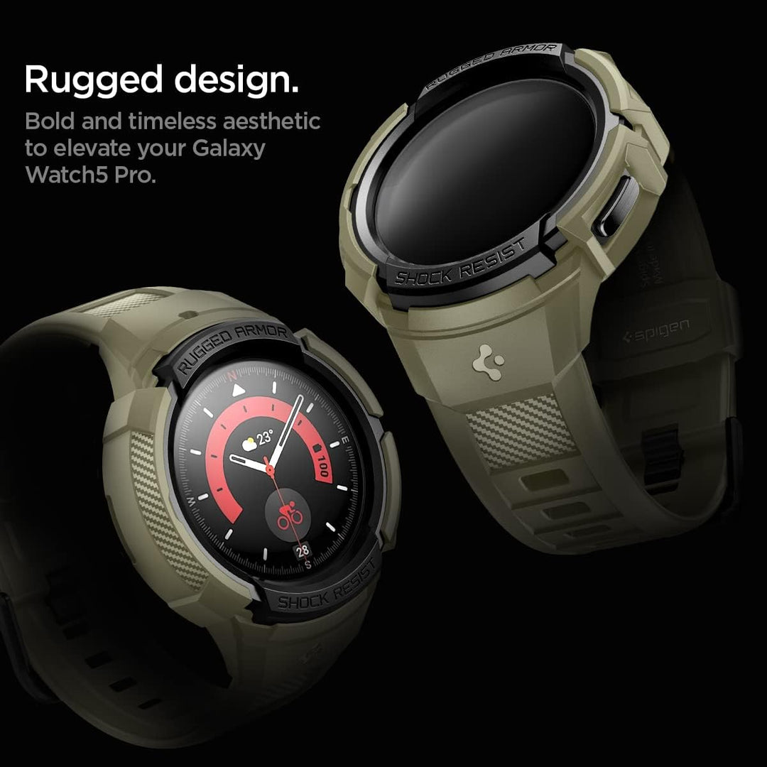 Spigen Rugged Armor Pro Armband mit Hülle Kompatibel mit Galaxy Watch 5 Pro 45mm (2022) - Vintage Kh