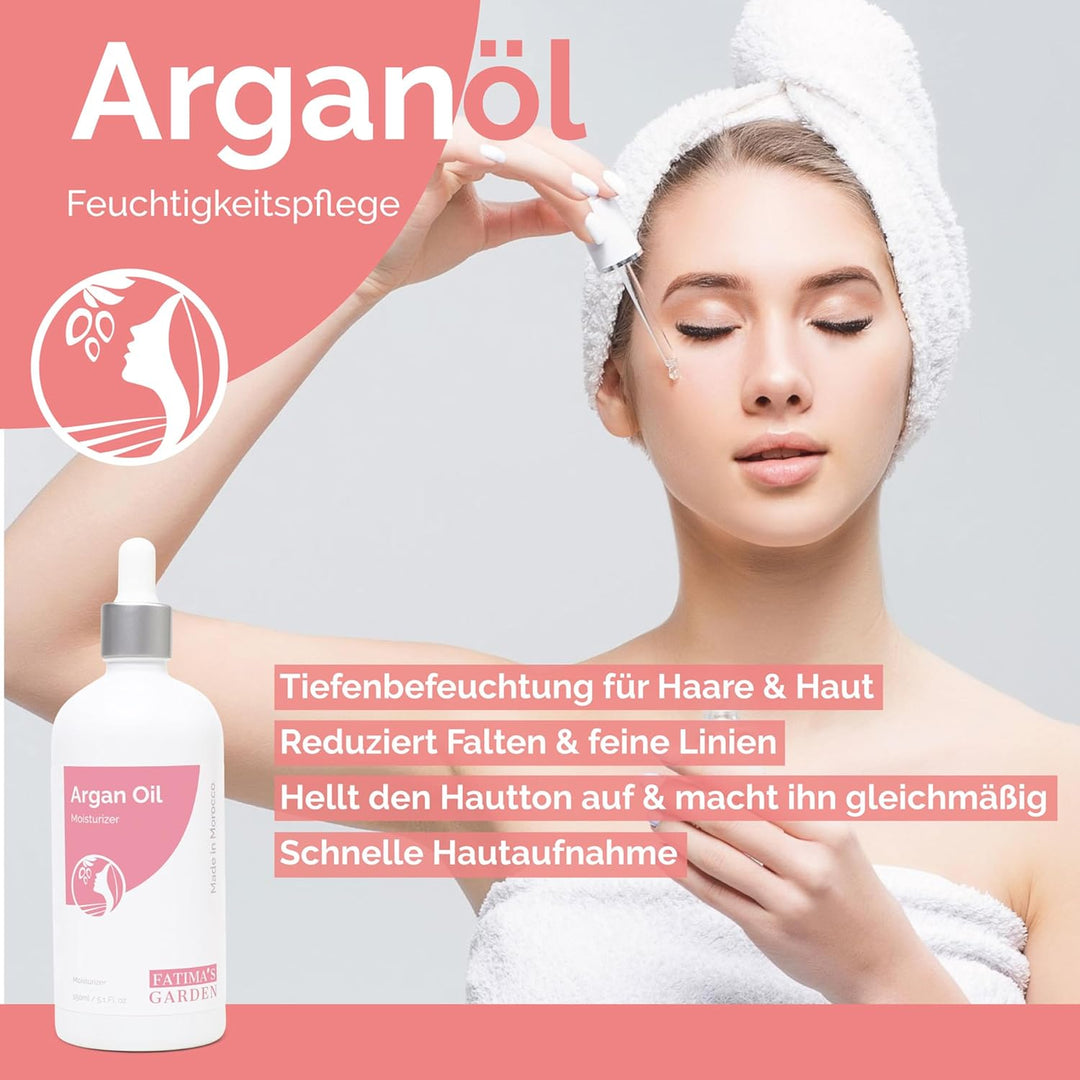 Fatima's Garden Argan- & Grünteeöl - Anti-Aging Feuchtigkeitscreme, 100ml Arganöl mit grünem Tee 100